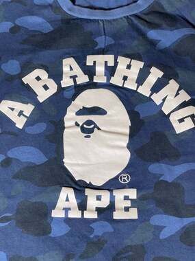 A Bathing Ape Color Camo College T-Shirt Blue